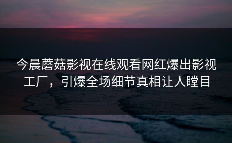 今晨蘑菇影视在线观看网红爆出影视工厂，引爆全场细节真相让人瞠目