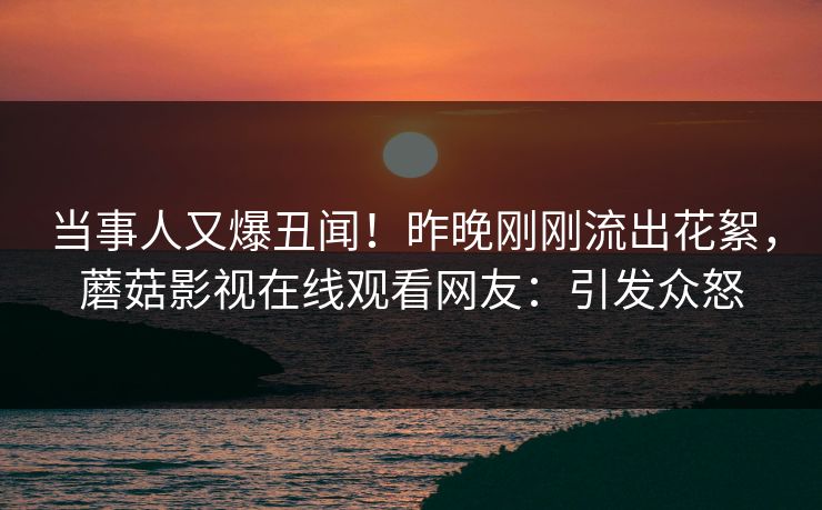 当事人又爆丑闻！昨晚刚刚流出花絮，蘑菇影视在线观看网友：引发众怒