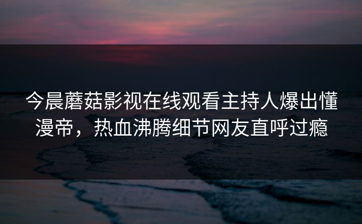 今晨蘑菇影视在线观看主持人爆出懂漫帝，热血沸腾细节网友直呼过瘾