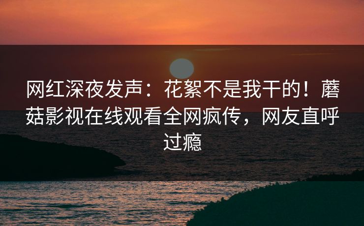 网红深夜发声：花絮不是我干的！蘑菇影视在线观看全网疯传，网友直呼过瘾