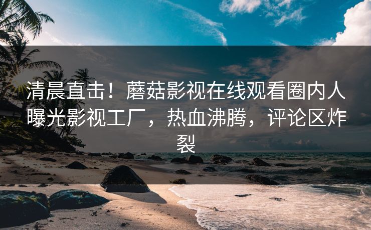 清晨直击！蘑菇影视在线观看圈内人曝光影视工厂，热血沸腾，评论区炸裂