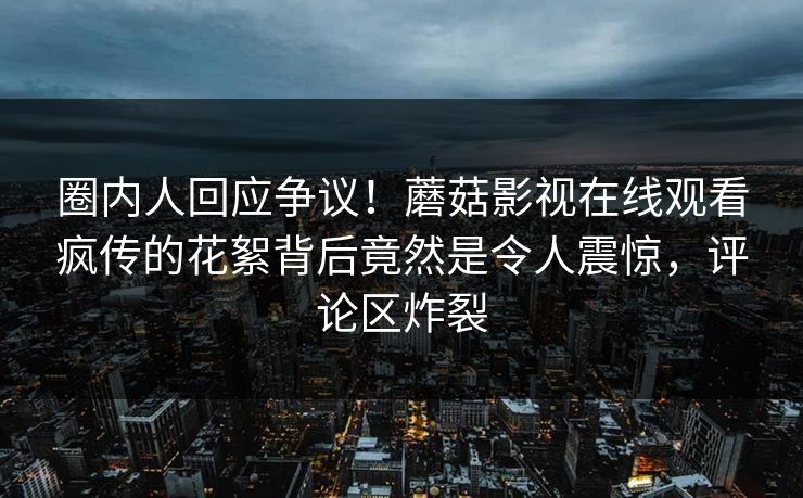 圈内人回应争议！蘑菇影视在线观看疯传的花絮背后竟然是令人震惊，评论区炸裂