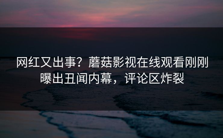 网红又出事？蘑菇影视在线观看刚刚曝出丑闻内幕，评论区炸裂