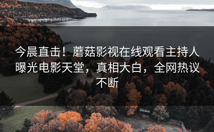 今晨直击！蘑菇影视在线观看主持人曝光电影天堂，真相大白，全网热议不断
