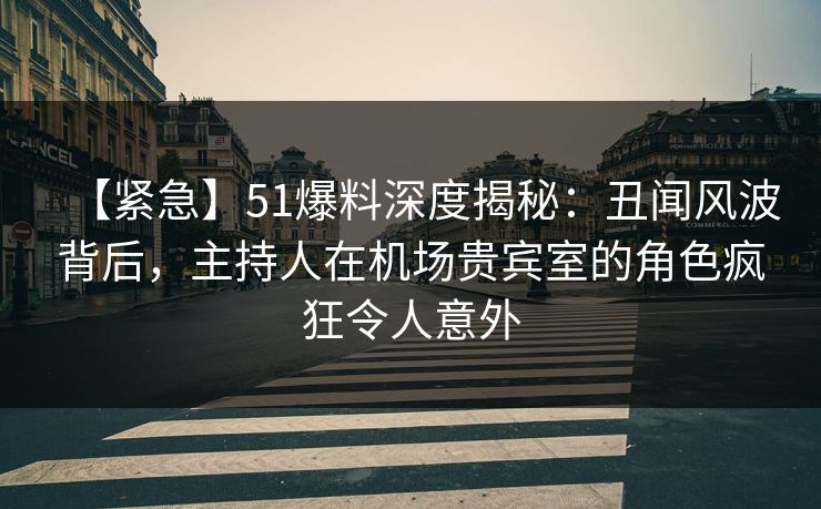 【紧急】51爆料深度揭秘：丑闻风波背后，主持人在机场贵宾室的角色疯狂令人意外