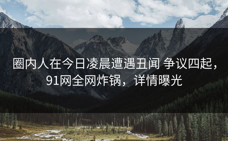 圈内人在今日凌晨遭遇丑闻 争议四起，91网全网炸锅，详情曝光