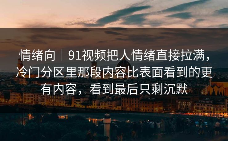 情绪向｜91视频把人情绪直接拉满，冷门分区里那段内容比表面看到的更有内容，看到最后只剩沉默