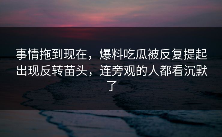 事情拖到现在，爆料吃瓜被反复提起出现反转苗头，连旁观的人都看沉默了