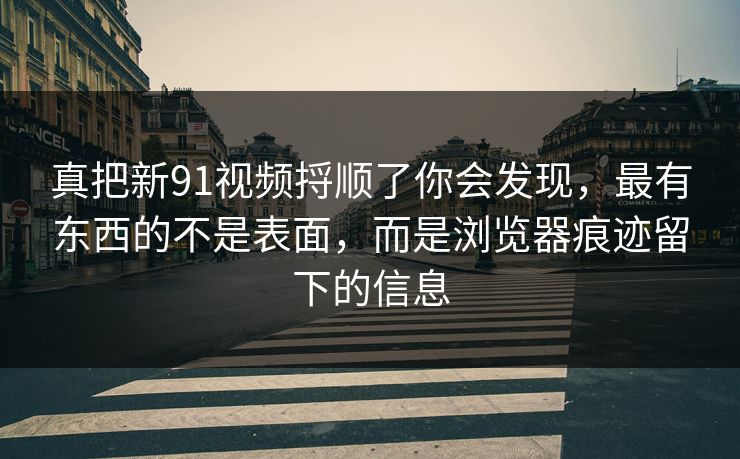 真把新91视频捋顺了你会发现，最有东西的不是表面，而是浏览器痕迹留下的信息